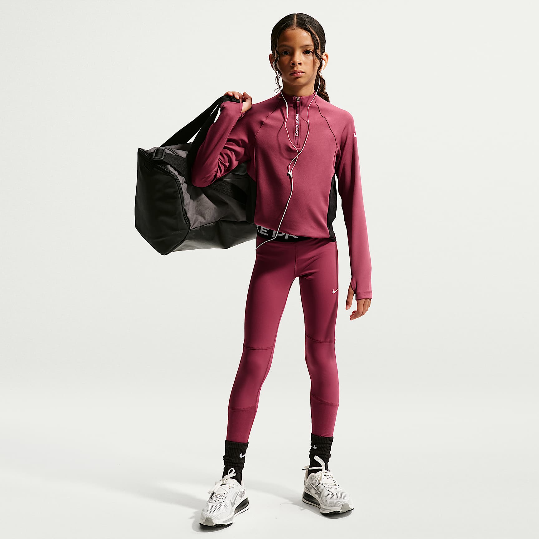 Nike Pro Girls' Mid-Rise Leggings. Nike LU